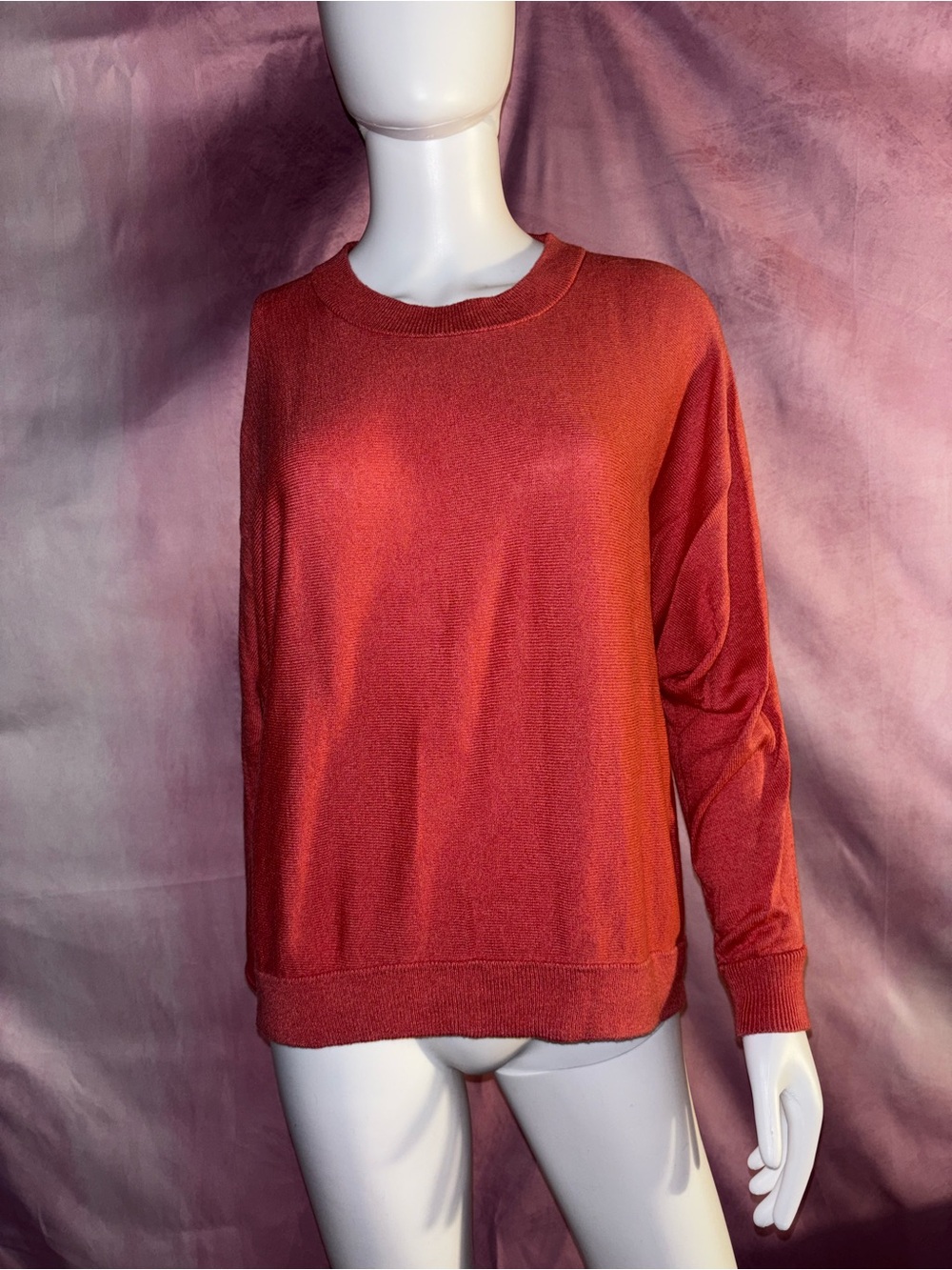 Ann Taylor Lightweight Crewneck Sweater in Warm Red-Orange